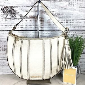 MICHAEL Michael Kors Hobo Cream Gold Shoulder‎ Bag with Tassels Purse